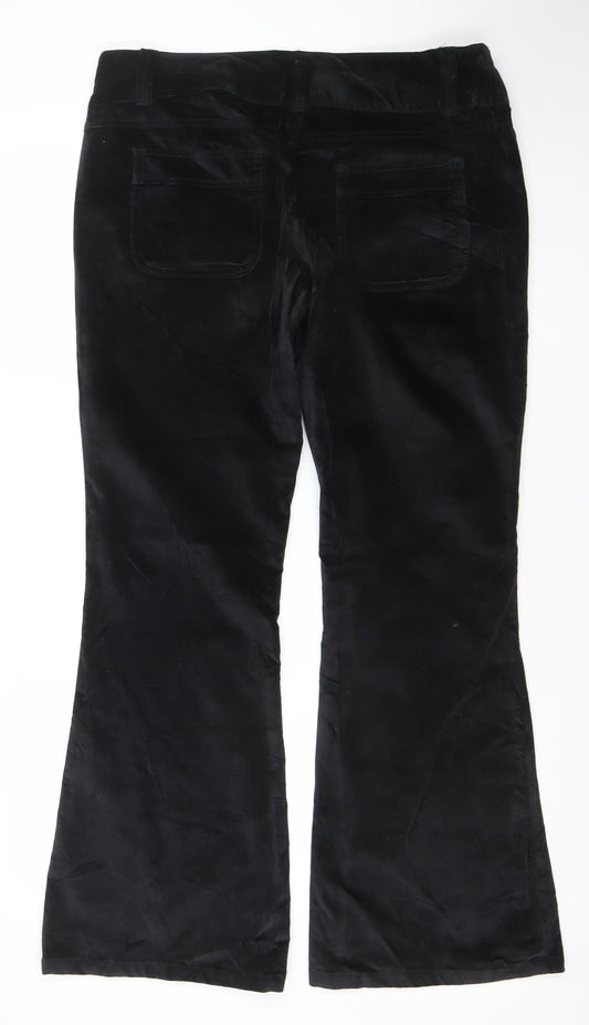 Bourne Women's Black Cotton Blend Flared Trousers Size 14