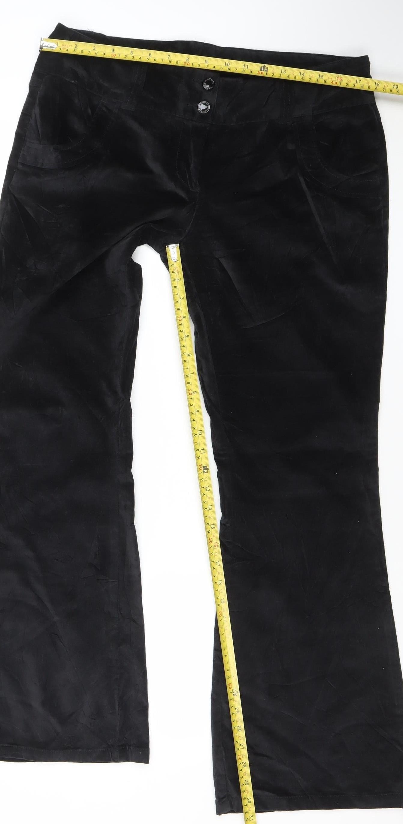 Bourne Women's Black Cotton Blend Flared Trousers Size 14