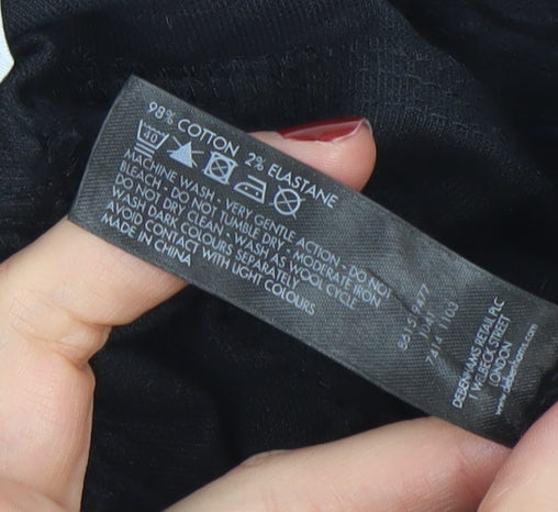 Bourne Women's Black Cotton Blend Flared Trousers Size 14