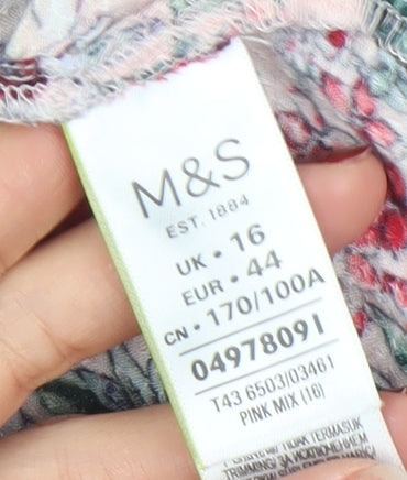 Marks and Spencer Women’s Pink Floral Viscose Blouse Size 16 3/4 Sleeve