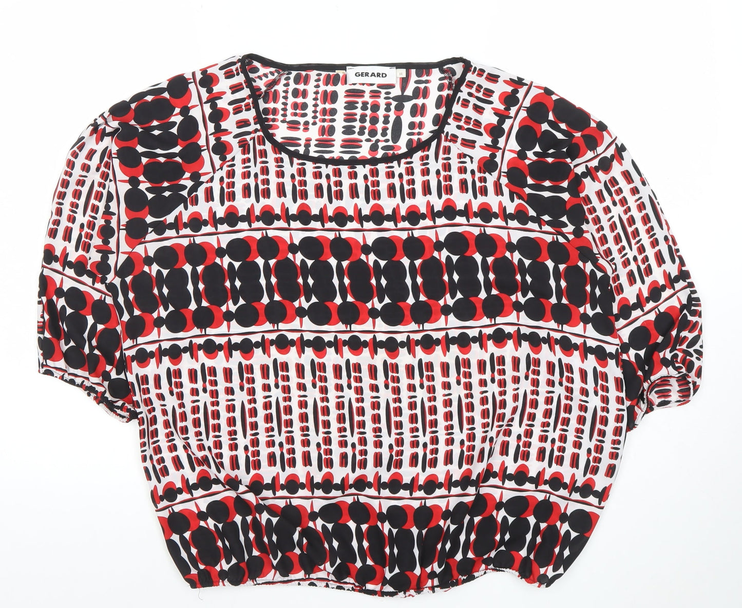 Gerard Womens Multicoloured Geometric Blouse Size 14 Short Sleeve