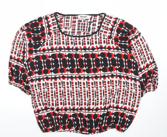 Gerard Womens Multicoloured Geometric Blouse Size 14 Short Sleeve