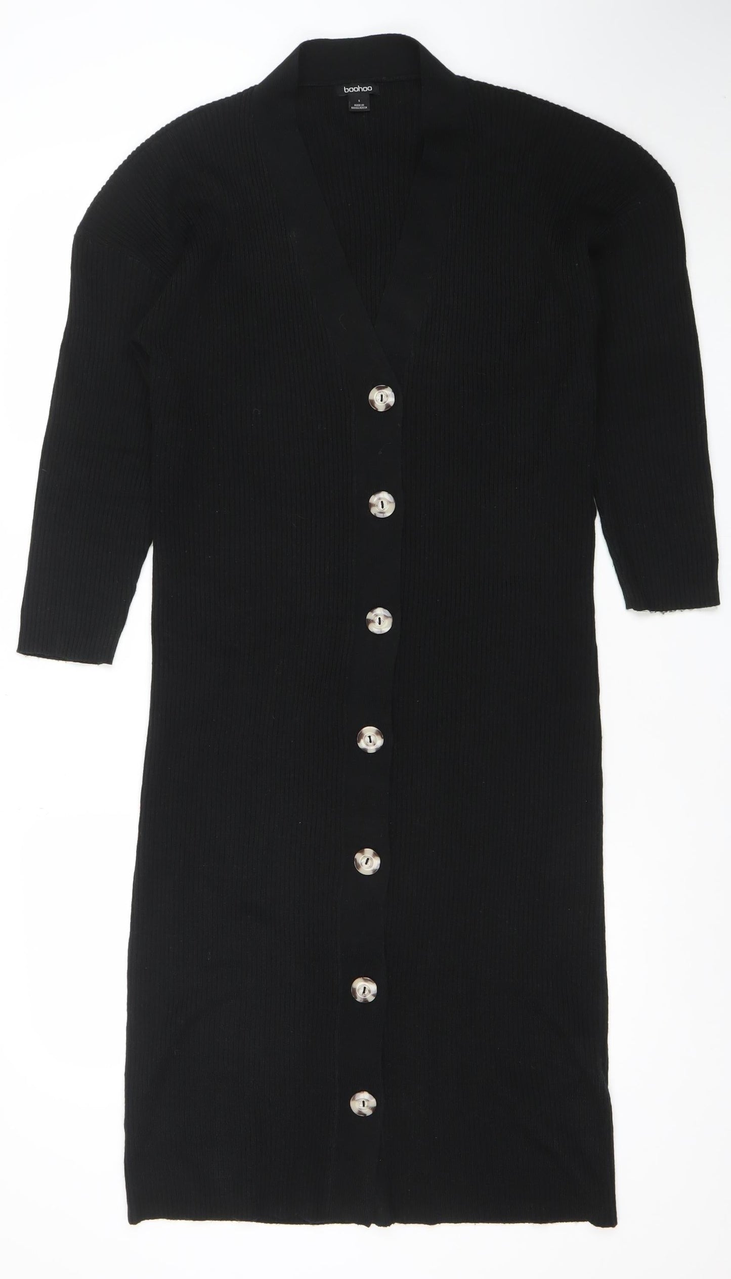 Boohoo Women’s Black Knit Button Shirt Dress Size S