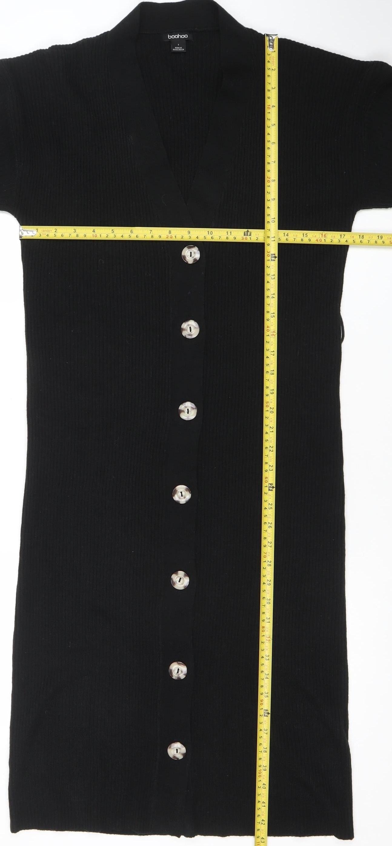 Boohoo Women’s Black Knit Button Shirt Dress Size S