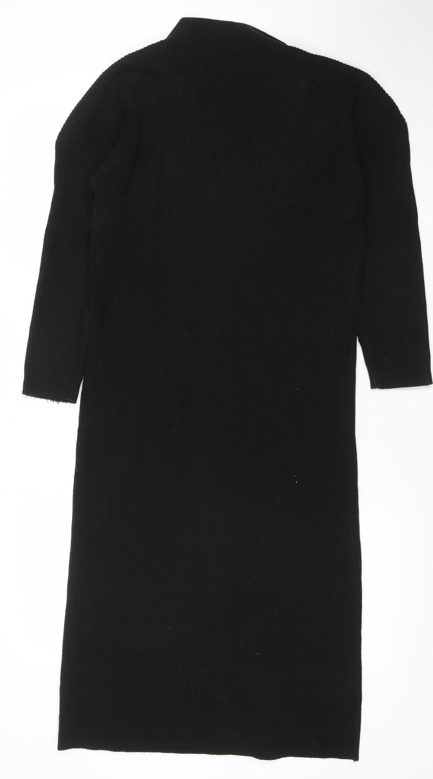 Boohoo Women’s Black Knit Button Shirt Dress Size S