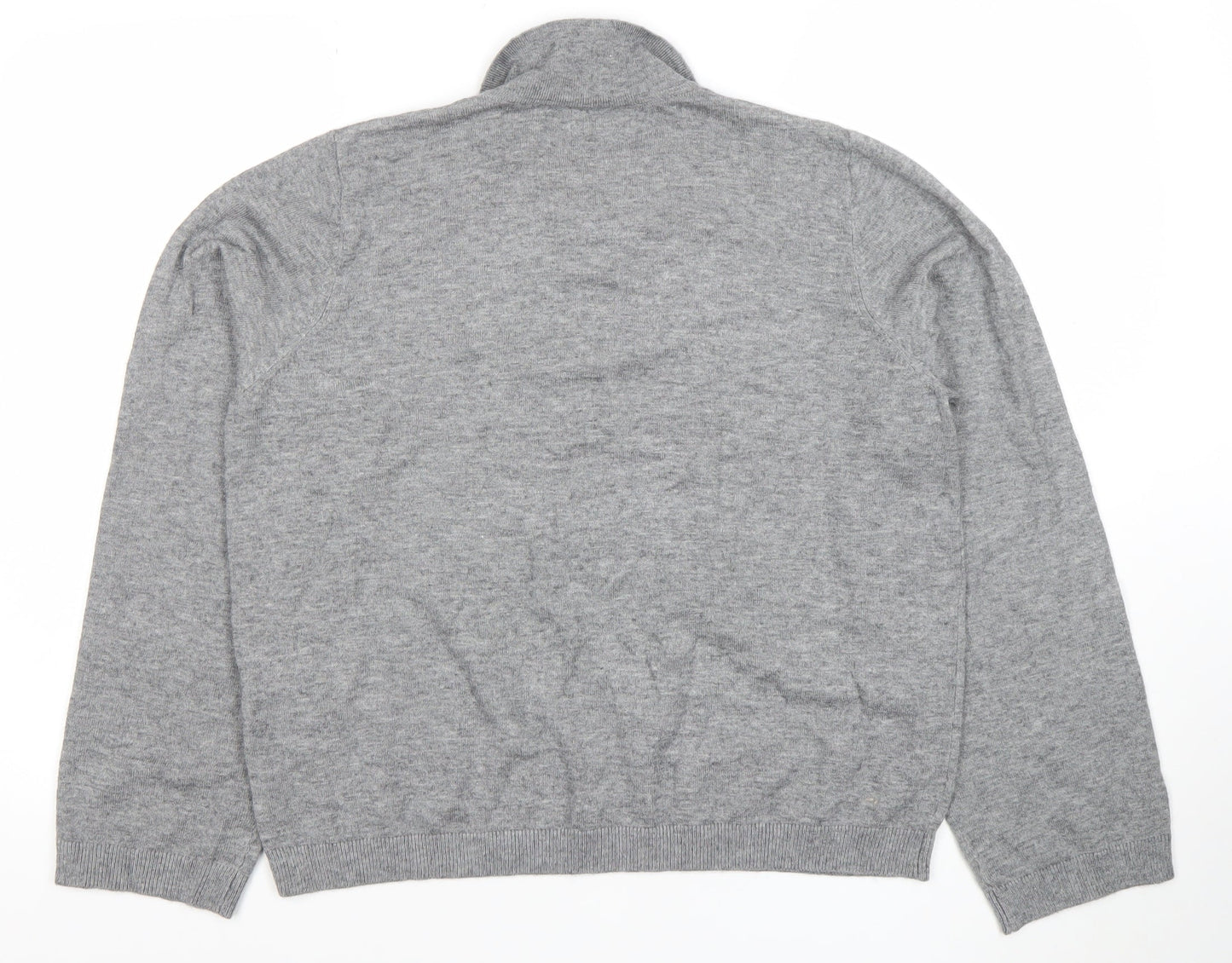 OBJECT Women's Grey Collared Pullover Jumper Size M Long Sleeve Cotton Blend