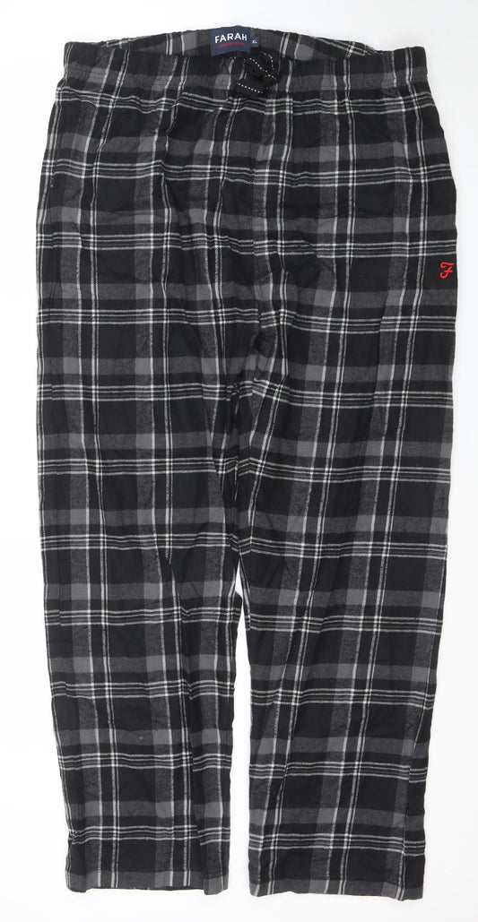 Farah Men's Black Check Cotton Flannel Lounge Pants XL
