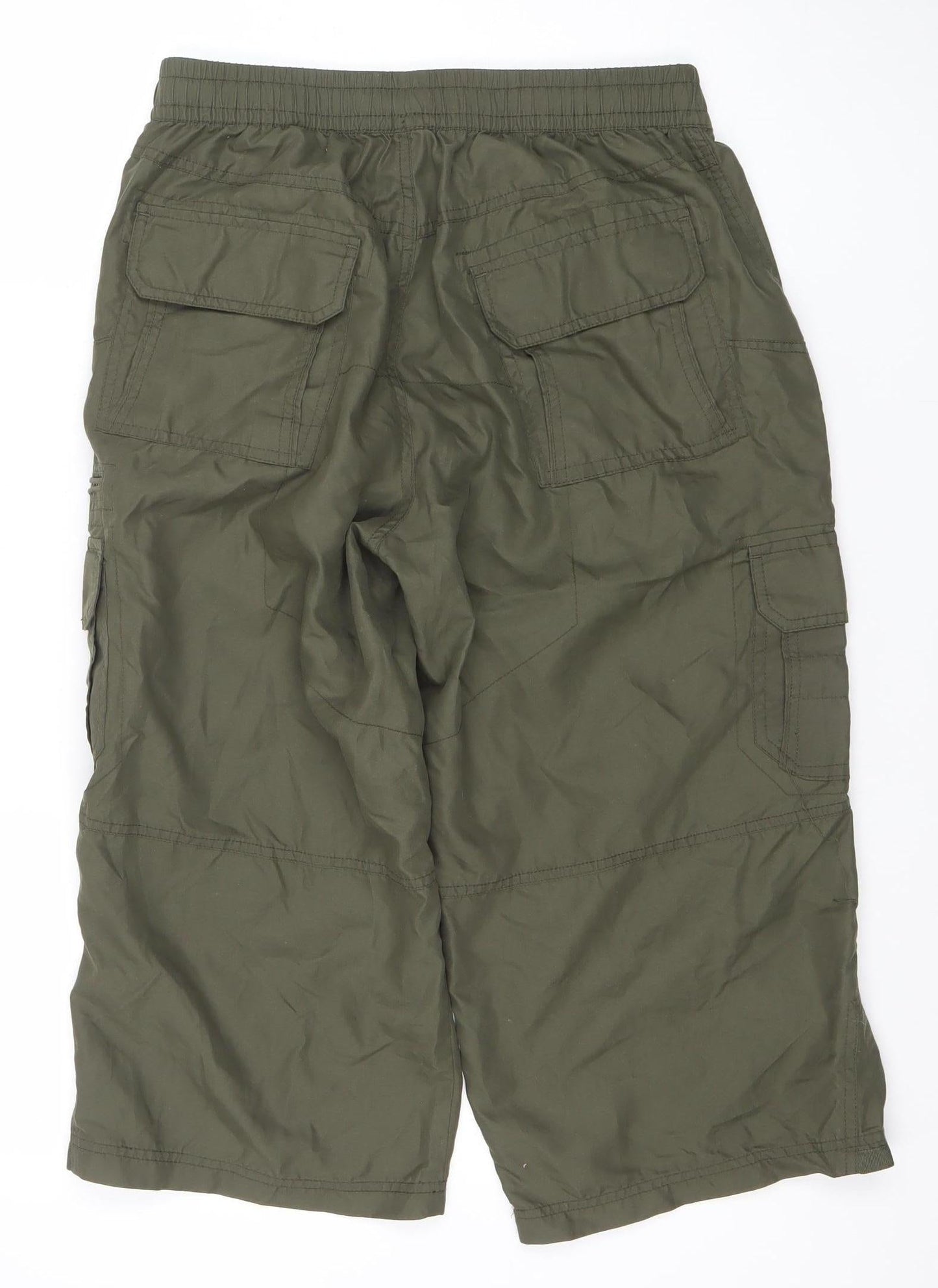 Dunnes Stores Mens Green Medium Cargo Trousers Polyester Elastic Waist