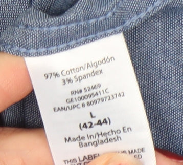 George Men's Blue Classic Fit Short Sleeve Button-Up Shirt L