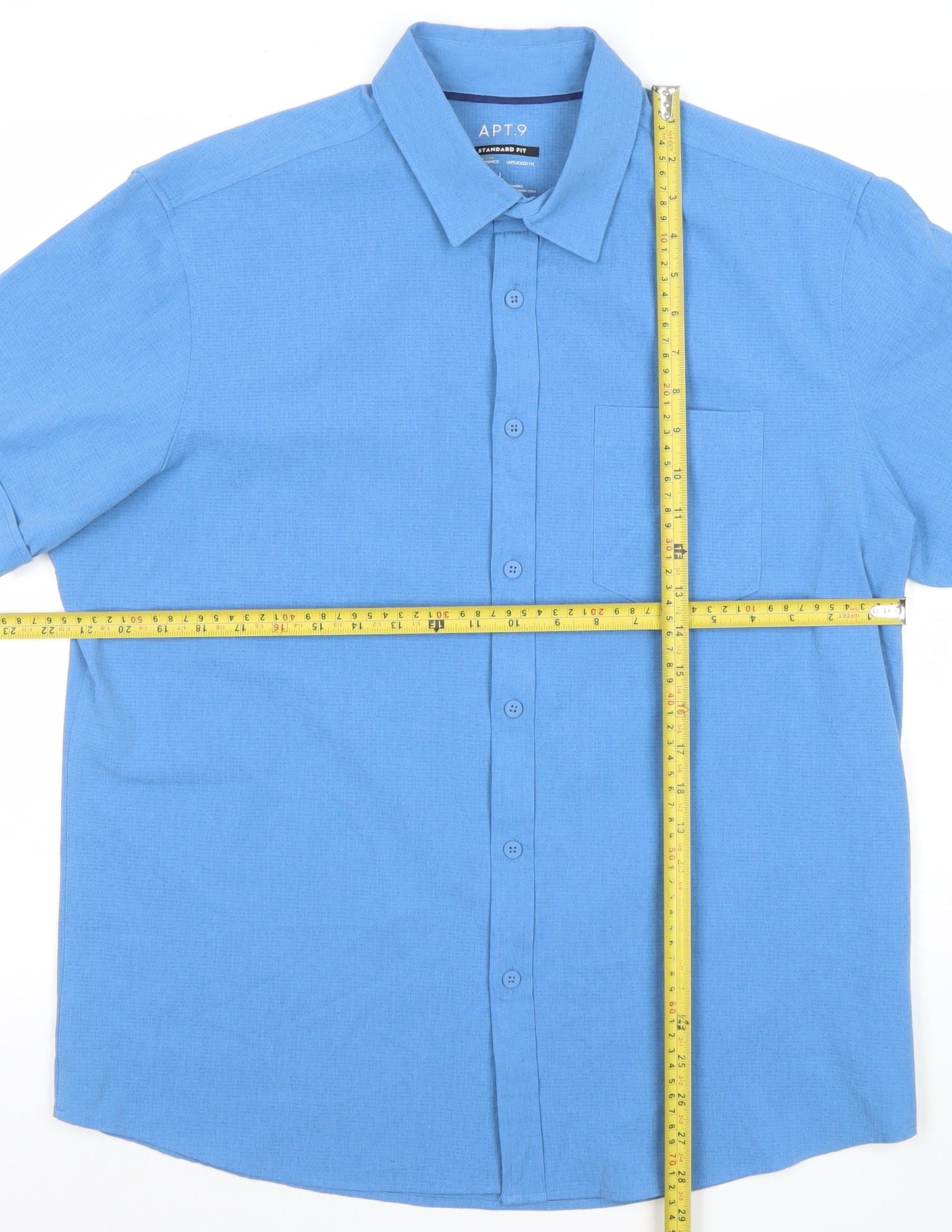 APT.9 Mens Blue Standard Fit Short Sleeve Polo Shirt Size L