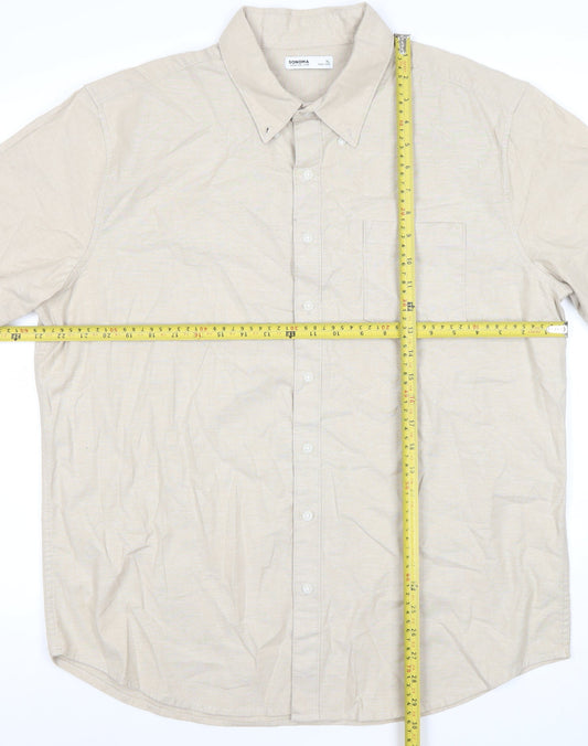 Sonoma Men’s Beige XL Button-Down Cotton Short Sleeve Shirt