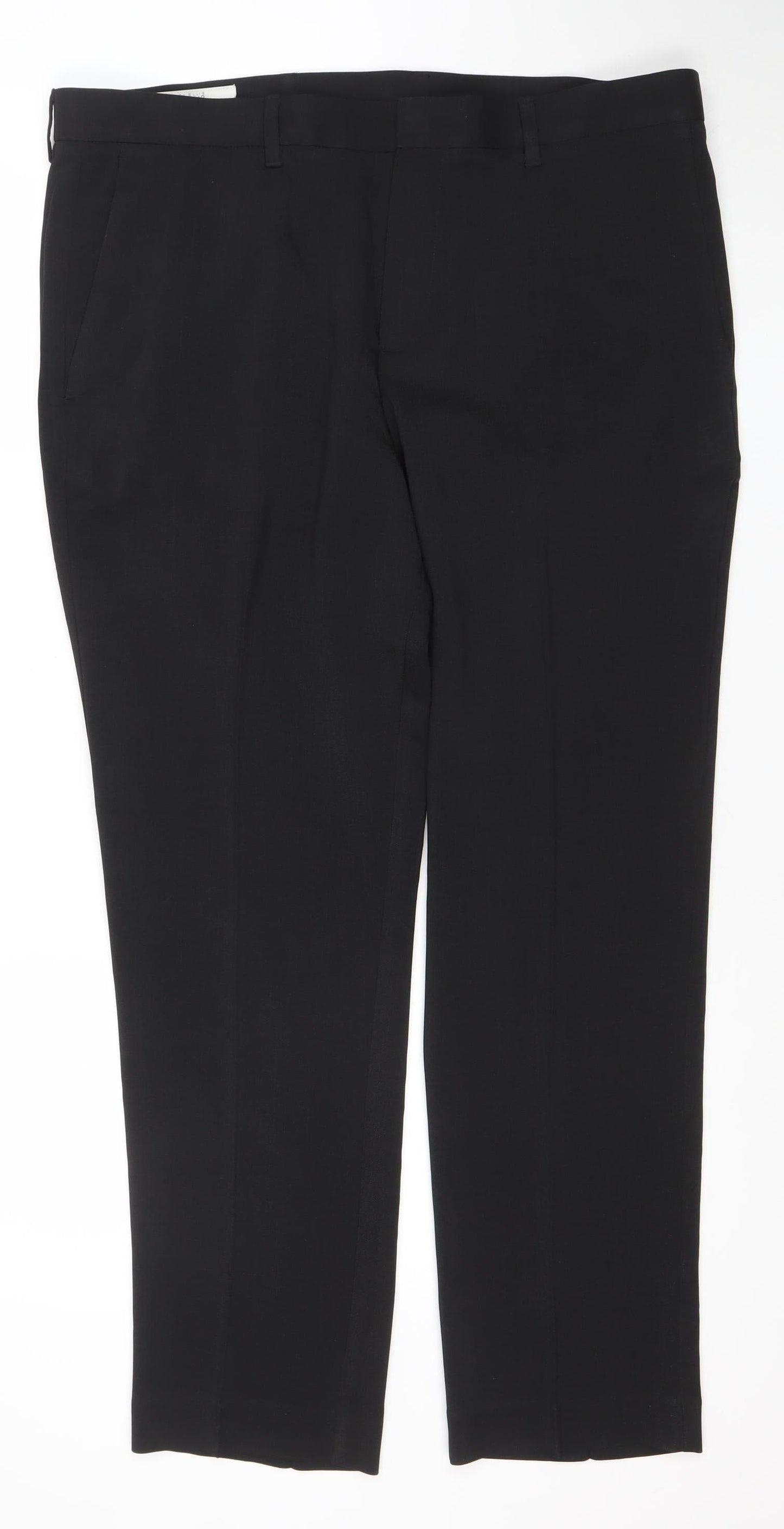Perry Ellis Portfolio Men's Black Slim Fit Dress Trousers 36x30