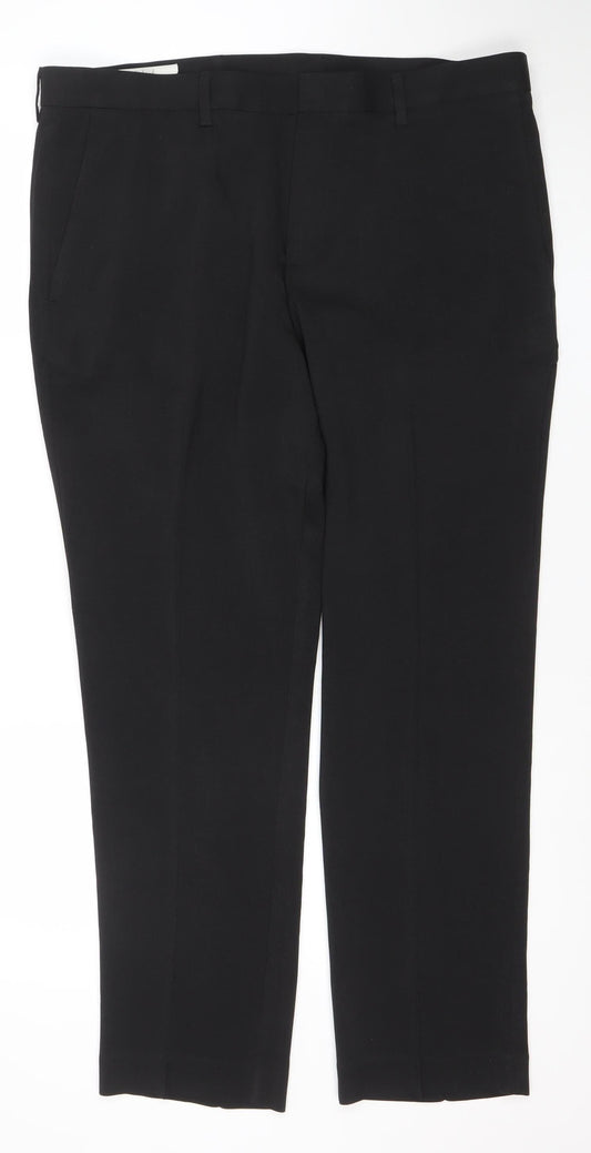 Perry Ellis Portfolio Men's Black Slim Fit Dress Trousers 36x30