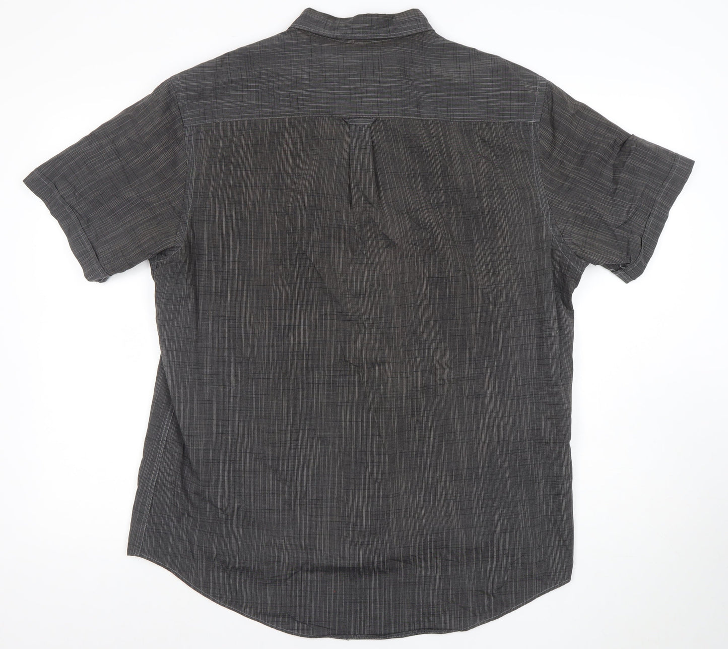 Van Heusen Men's Grey Short Sleeve Button-Up Cotton Shirt L 42in