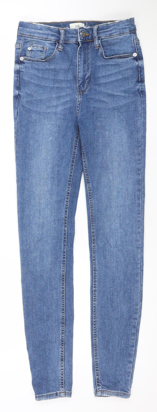 River Island Womens Blue Skinny Jeans Size 8 Stretch Denim