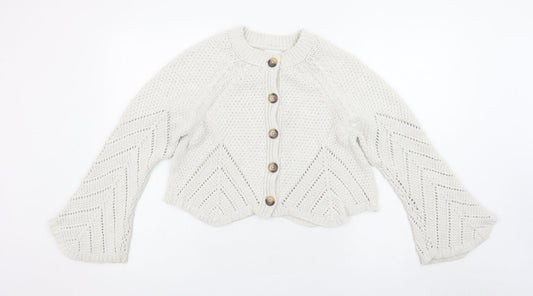 Savida Women Ivory Knit Flared Sleeve Cardigan Size 10