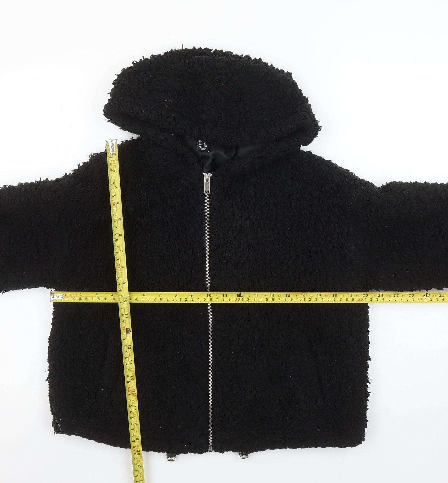 New Look Petite Women's Black Hooded Fleece Zip Jacket Size 8