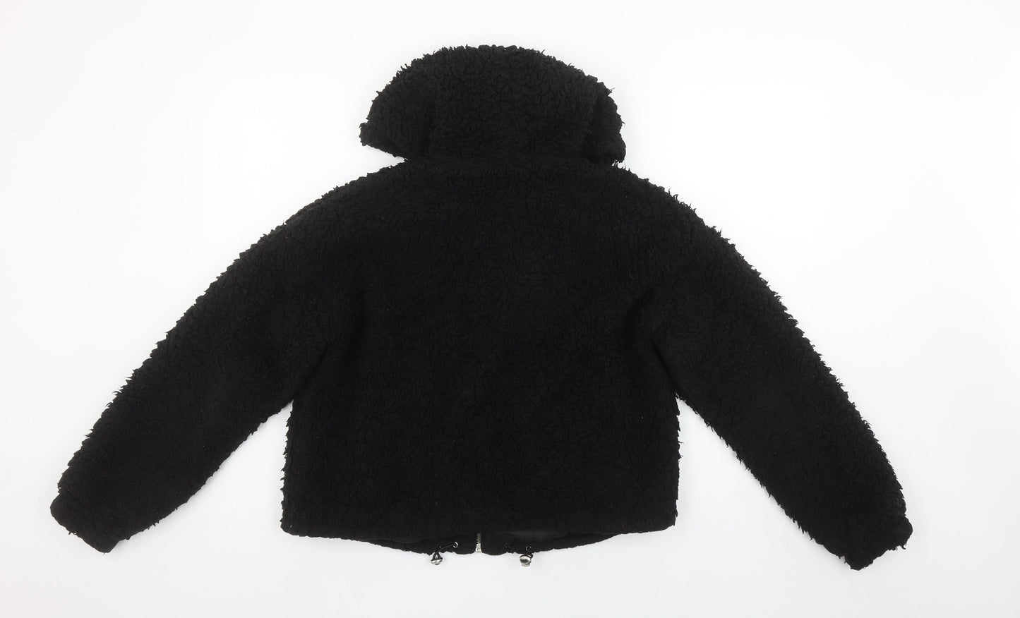 New Look Petite Women's Black Hooded Fleece Zip Jacket Size 8