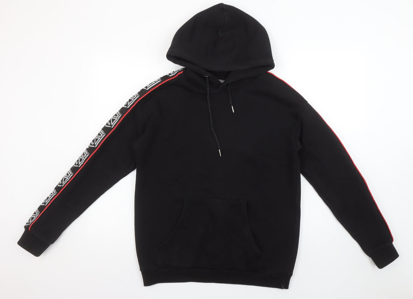 Sidemen Men’s Black Pullover Hoodie S Cotton Logo Tape Detail