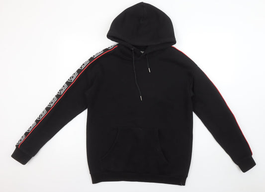 Sidemen Men’s Black Pullover Hoodie S Cotton Logo Tape Detail