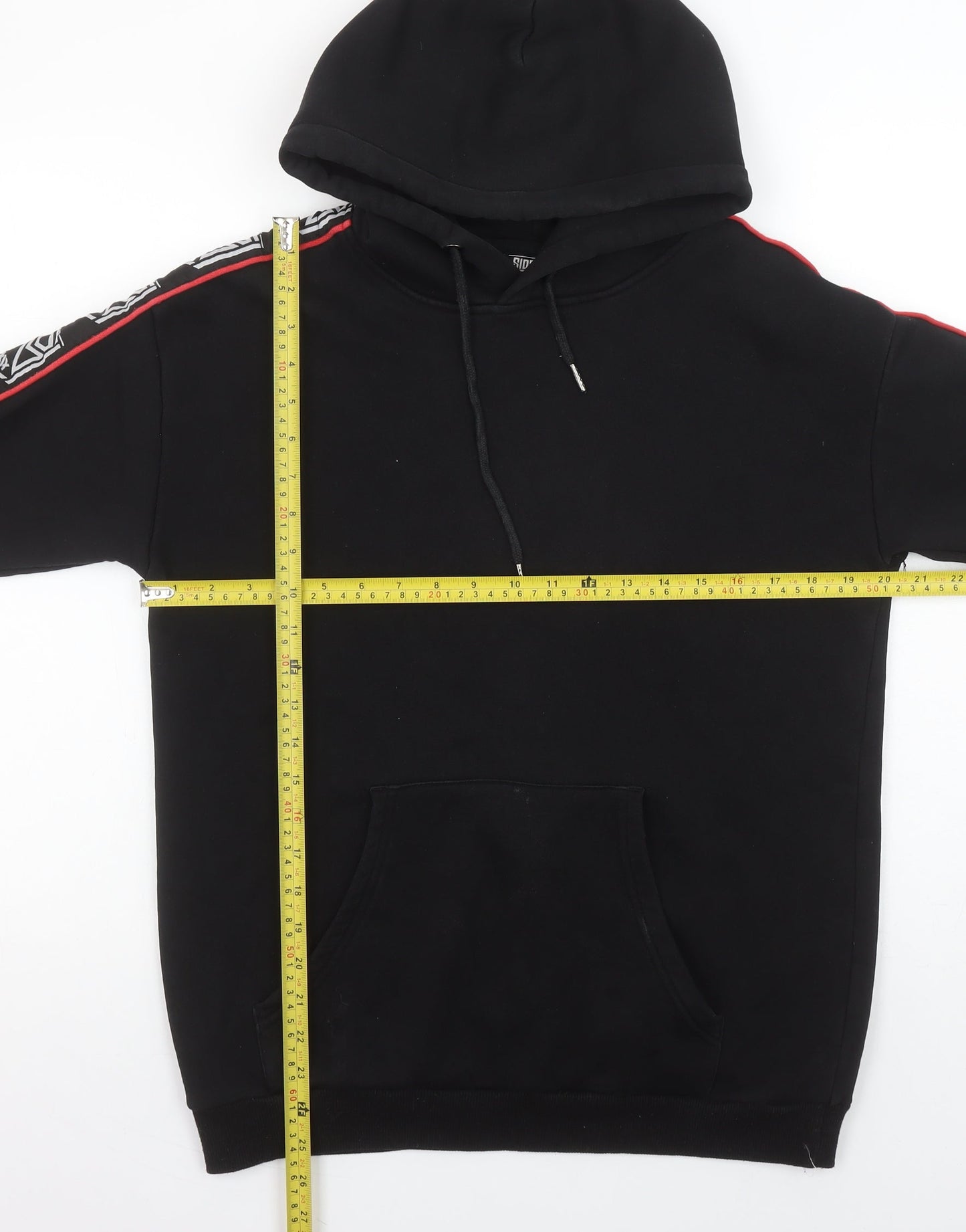 Sidemen Men’s Black Pullover Hoodie S Cotton Logo Tape Detail