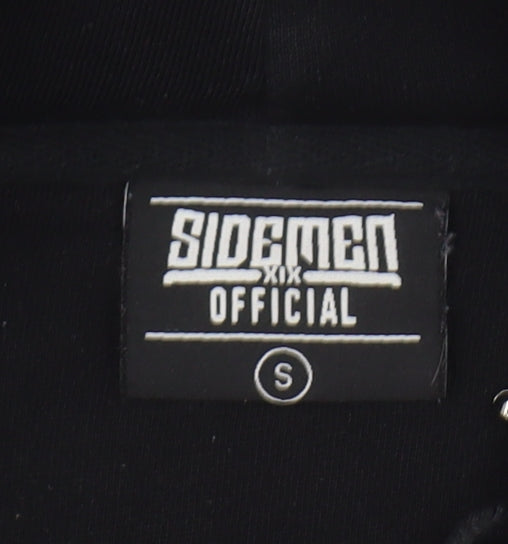 Sidemen Men’s Black Pullover Hoodie S Cotton Logo Tape Detail