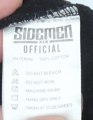 Sidemen Men’s Black Pullover Hoodie S Cotton Logo Tape Detail