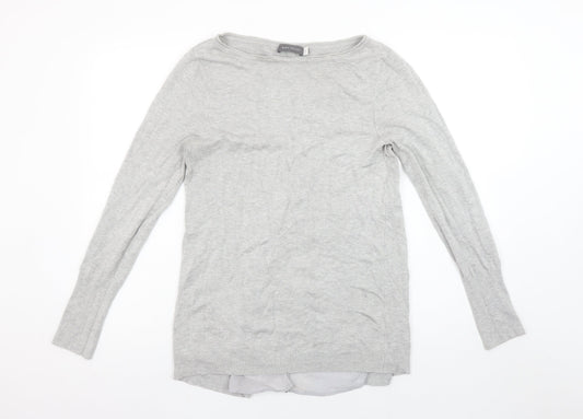 Mint Velvet Women’s Grey Cotton Modal Long Sleeve Boat Neck Jumper Size 10