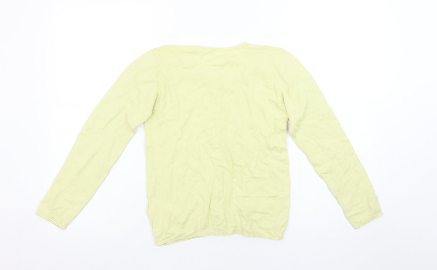 Vertbaudet Girls Yellow Cardigan 10 Years Cotton Blend Bow Detail