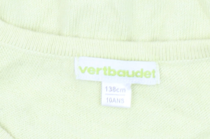 Vertbaudet Girls Yellow Cardigan 10 Years Cotton Blend Bow Detail