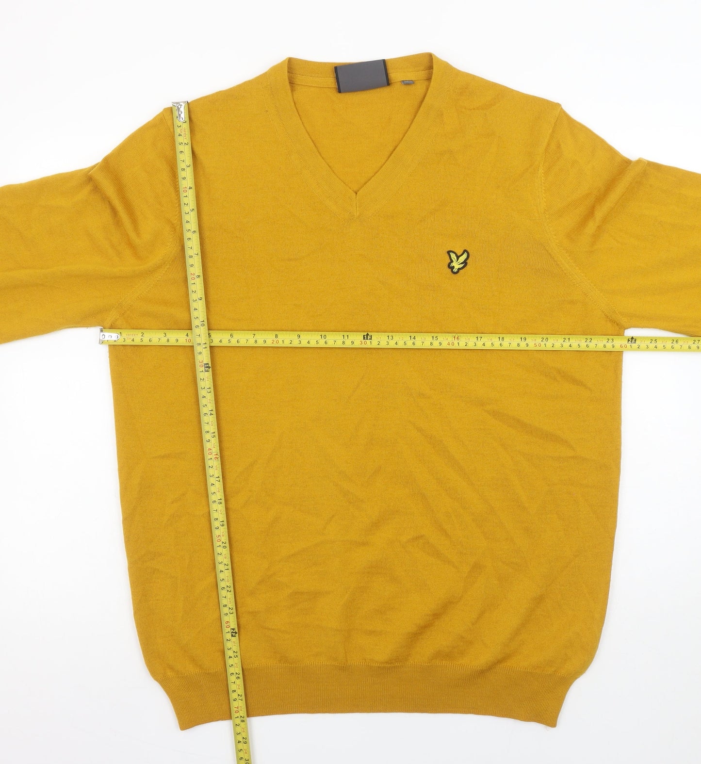Lyle & Scott Men's Yellow V-Neck Wool Blend Jumper XXL