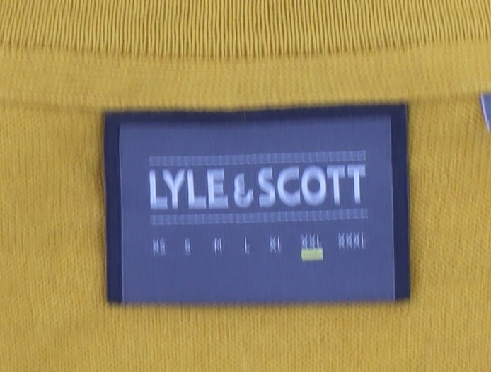 Lyle & Scott Men's Yellow V-Neck Wool Blend Jumper XXL