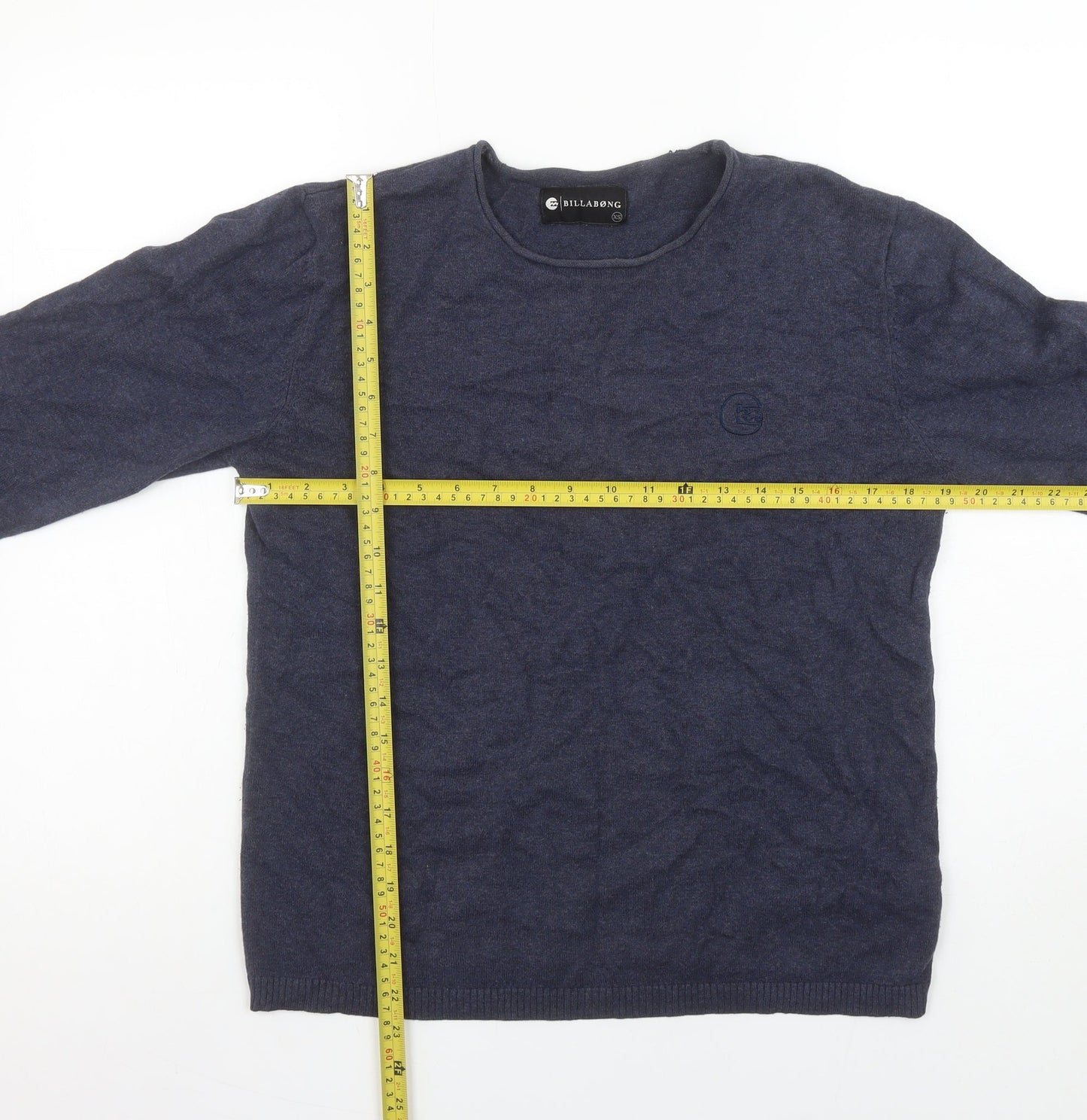 Billabong Men's Blue Cotton Crew Neck Pullover Jumper XS
