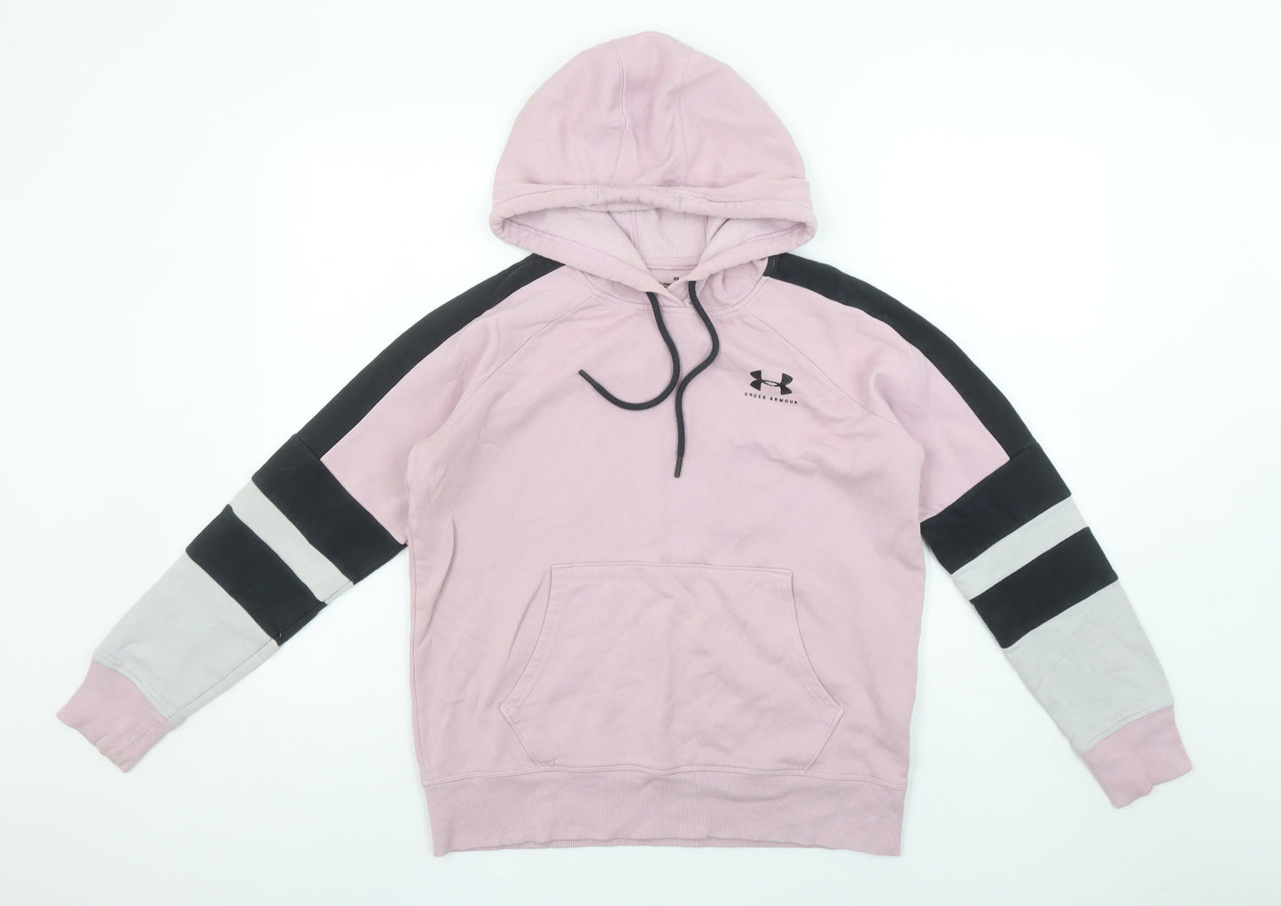 Under Armour Womens Pink XS Pullover Hoodie Colourblock Cotton Blend
