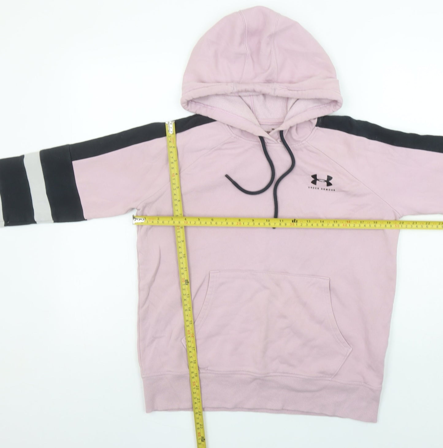 Under Armour Womens Pink XS Pullover Hoodie Colourblock Cotton Blend