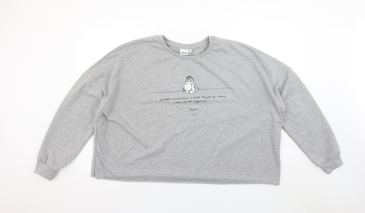 Disney Women Grey Eeyore Sweatshirt XL Cotton Blend Pullover