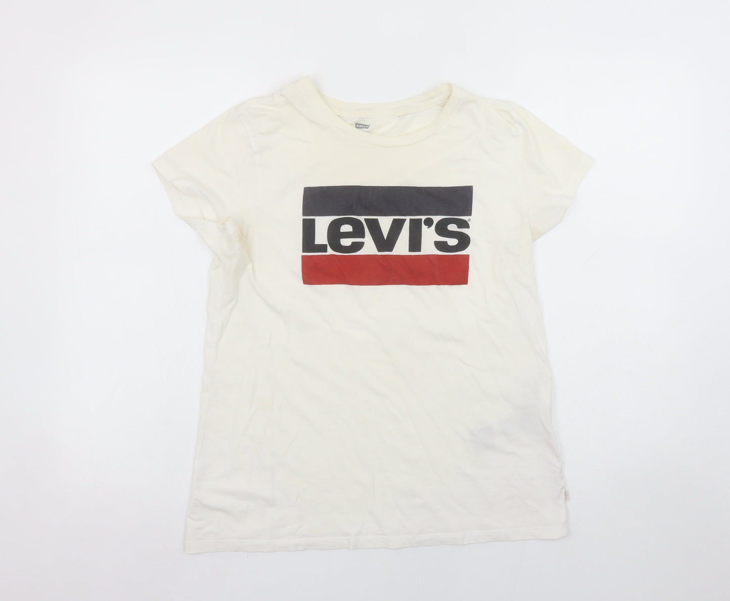 Levi's Women's Ivory Logo Print Cotton Short Sleeve T-Shirt Size M
