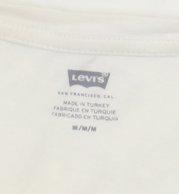 Levi's Women's Ivory Logo Print Cotton Short Sleeve T-Shirt Size M