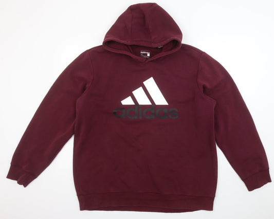Adidas Women's Burgundy Pullover Hoodie XL Cotton Blend Logo Sport Essential