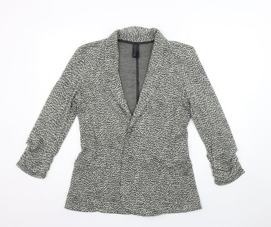Next Women Grey Animal Print Single-Breasted Suit Jacket Size 12