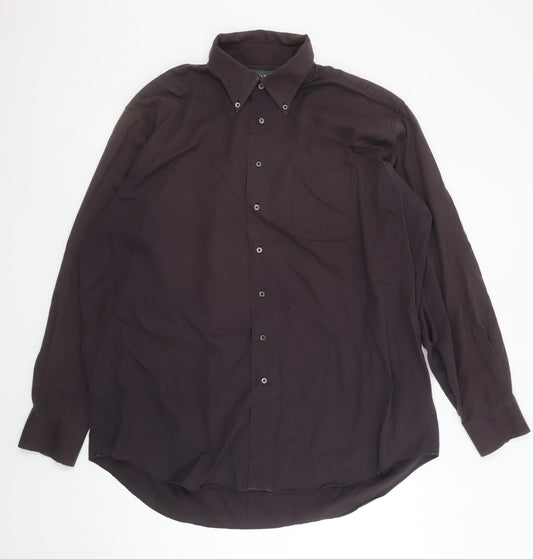 Austin Reed Men's Brown Non-Iron Cotton Button-Up Shirt 17.5in