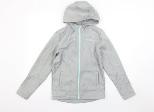 Mountain Warehouse Boys Grey Hooded Softshell Jacket 9-10 Years Windproof