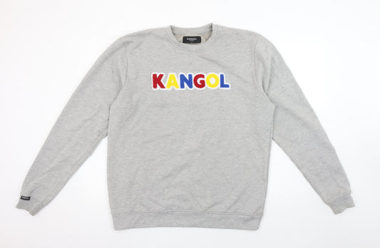 Kangol Mens Grey Logo Crew Neck Sweatshirt XL Cotton Blend