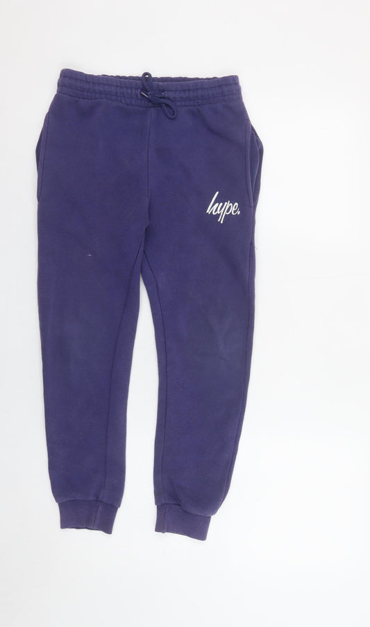 Hype Boys Blue Jogger Trousers 11-12 Years Cotton Blend Elastic Waist