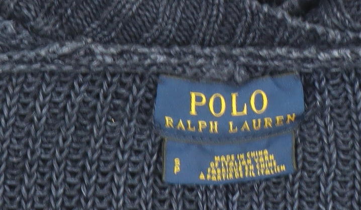 Polo Ralph Lauren Women's Blue Cotton Short Sleeve Cardigan S