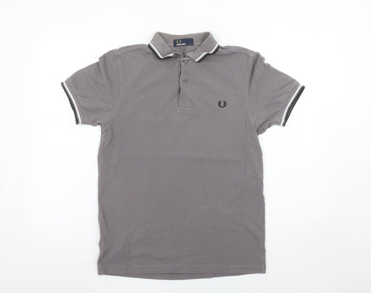Fred Perry Mens Grey Cotton Short Sleeve Polo Shirt Size S