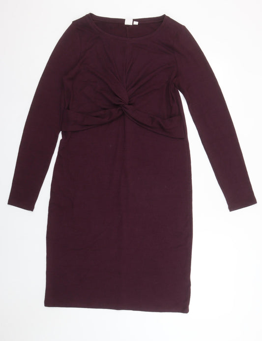 GAP Maternity Purple Bodycon Knee Length Long Sleeve Dress S