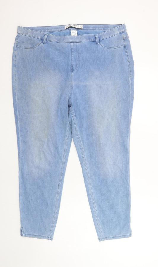 Next Women Blue Size 20 Cropped Jersey Denim Jegging Jeans