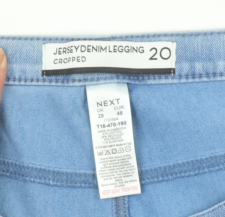 Next Women Blue Size 20 Cropped Jersey Denim Jegging Jeans