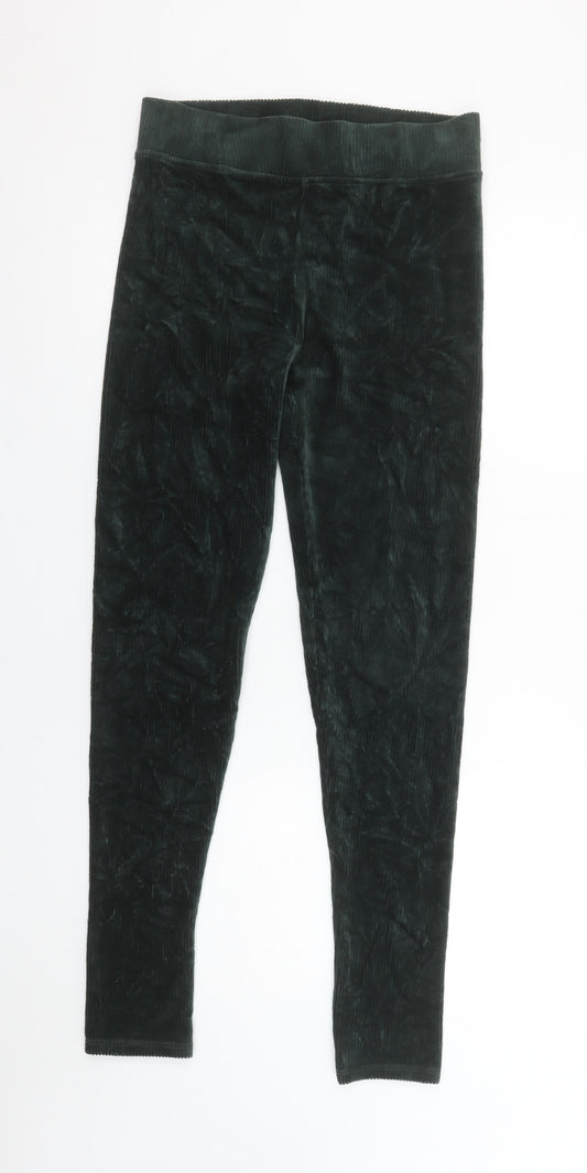 Marks and Spencer Women’s Green Velour Stretch Ankle Leggings Size 10 Long